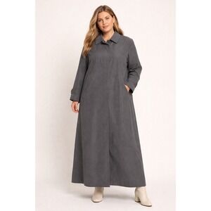 Jones New York Trench Coat Women XL Gray Longline Duster Storm Flap VTG